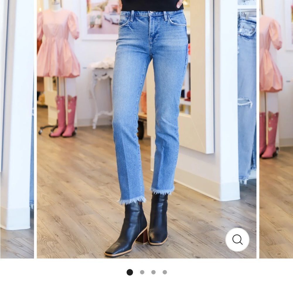 Frame Le High Straight jeans with raw hem size 25